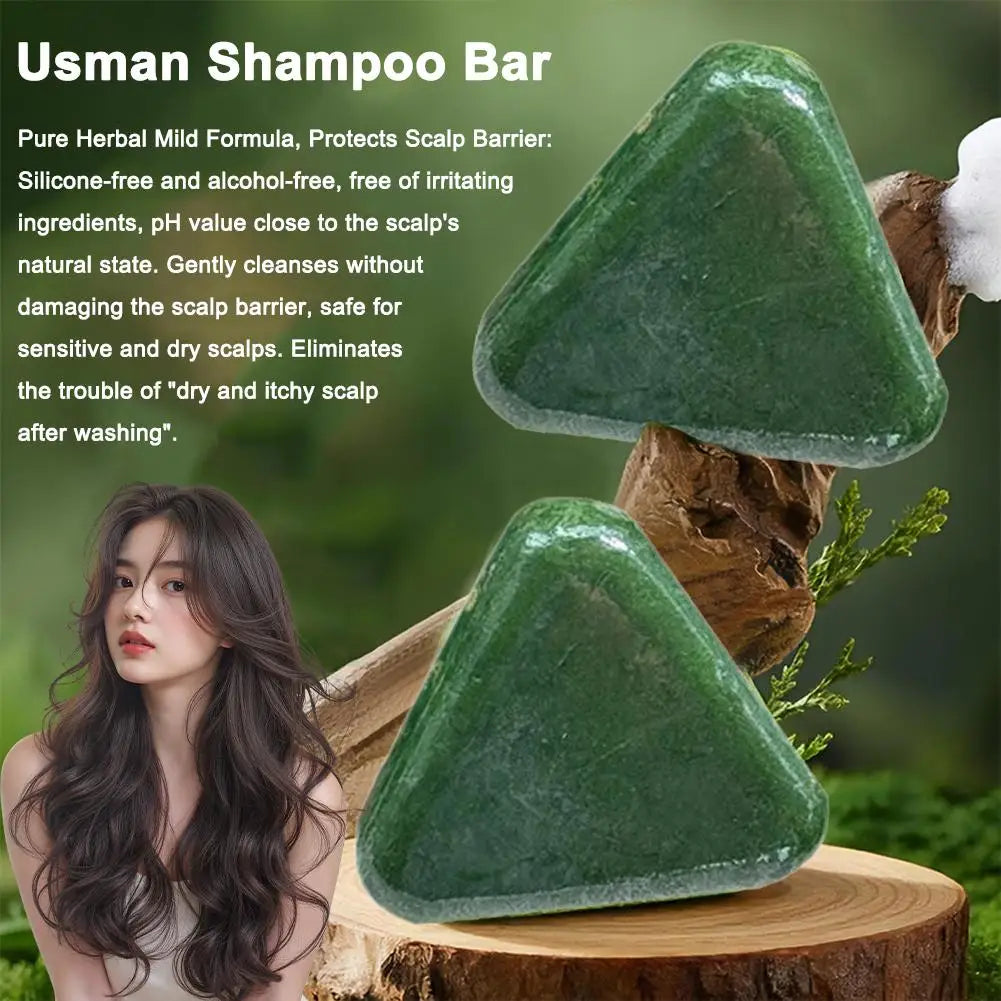 Usman Grass Shampoo Soap Herbal Plant Extract Anti-removal Hair Nourishing Refreshing Oil Control Handmade Shampoo Soap 1-10PCS