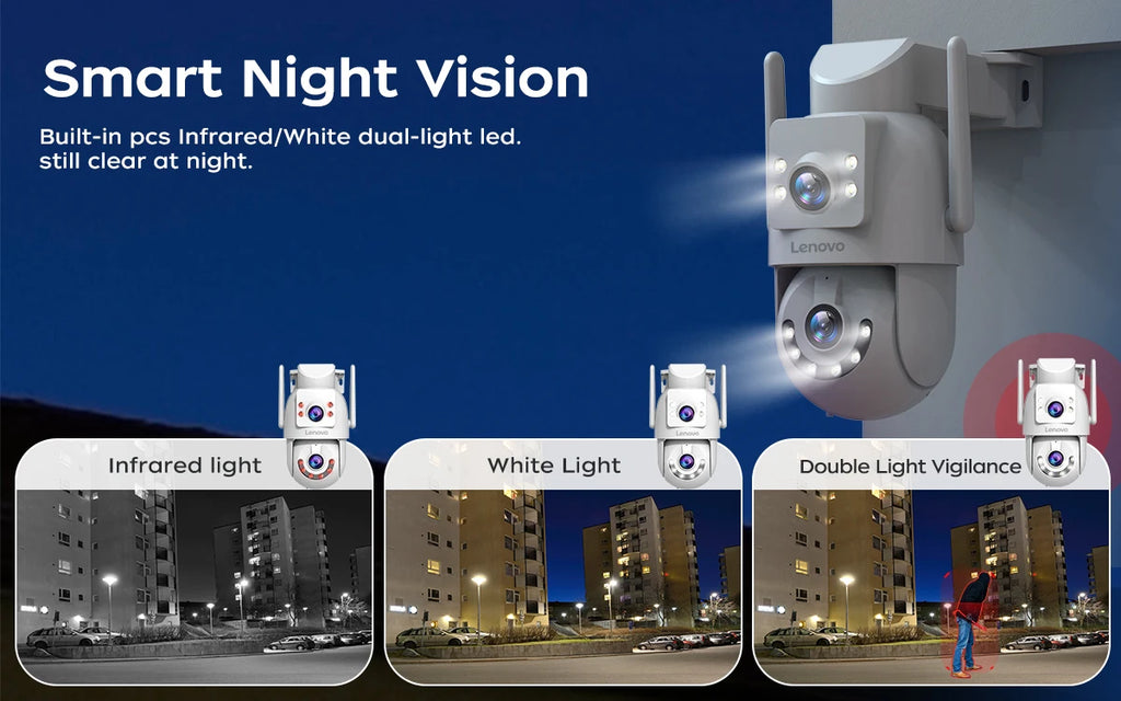 Lenovo 8MP HD Outdoor 5G Security Camera with Dual Lens Dual Screen AI Tracking PTZ Color Night Vision Surveillance Protection