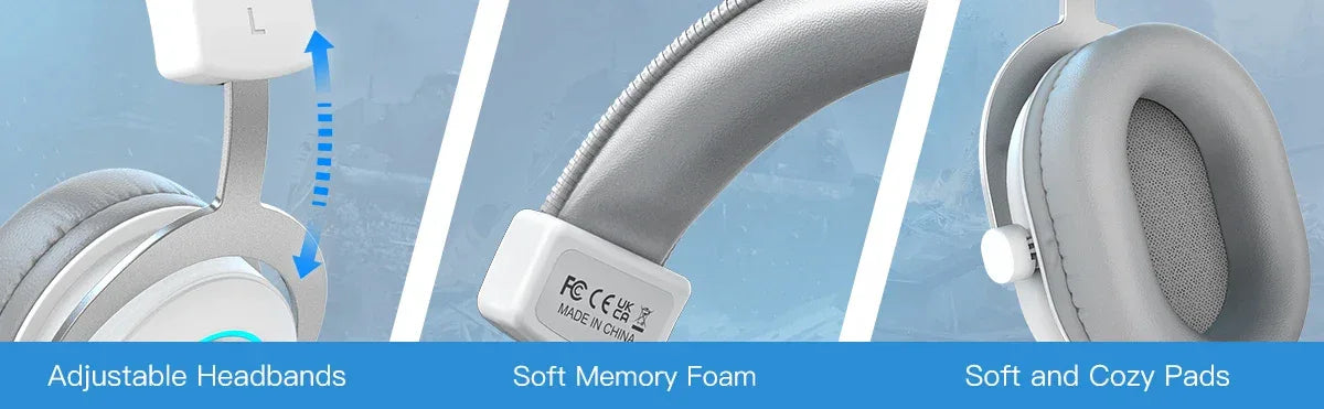 FIFINE RGB Gaming Headset with 7.1 Surround Sound/3-EQ/MIC,Over-ear Headphone with In-line Control for PC PS4 PS5 Ampligame-H6W Tidesmit