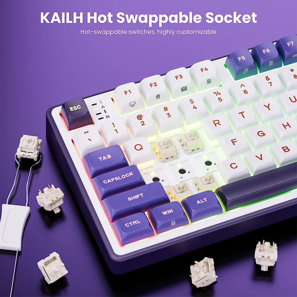 RK Royal Kludge R108 Wired Mechanical Keyboard 100% 108 Keys MDA PBT Keycap Gasket RGB Hot-swappable Gamer Keyboard Metal Knob