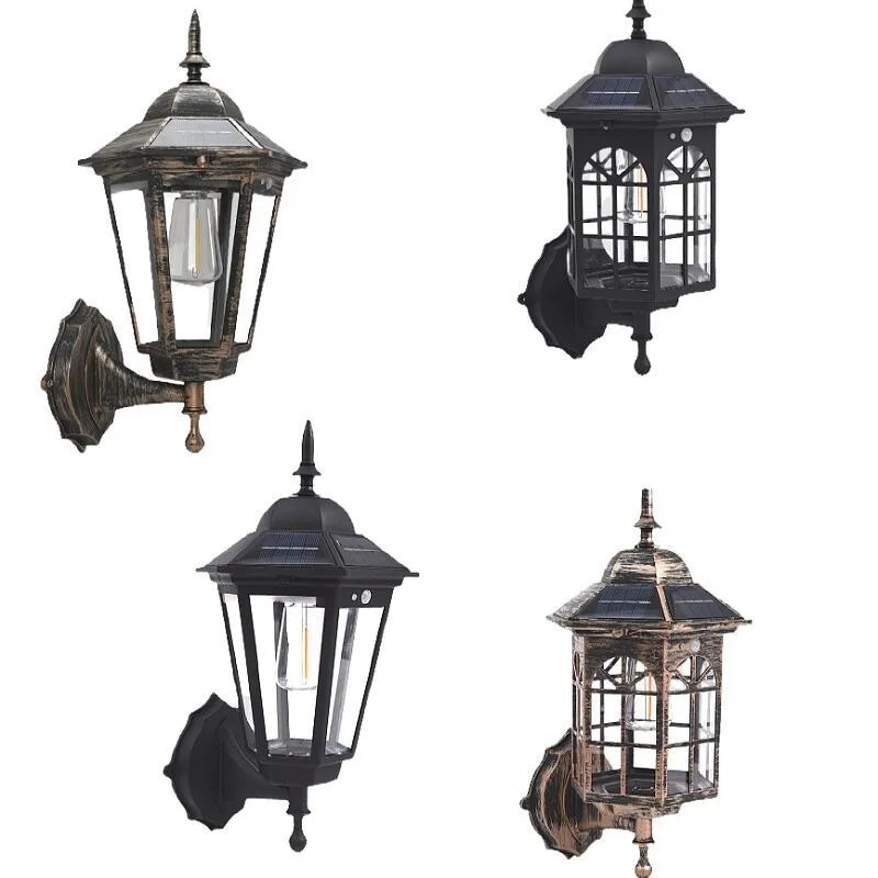 Outdoor Solar Wall Light for Courtyard, Corridor & Passageway - Motion Sensor, European Retro Style, Waterproof