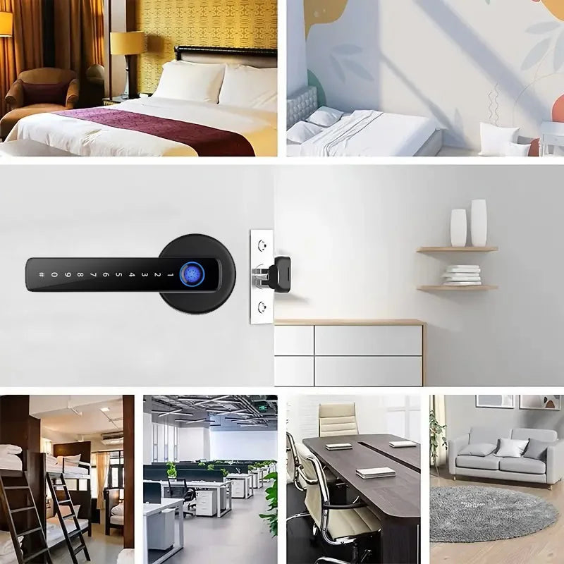 M5 Tuya BLE Fingerprint Door Lock Digital Electronic Lock with Password/Key/IC Card/ Smartlife/ Tuya APP Unlock