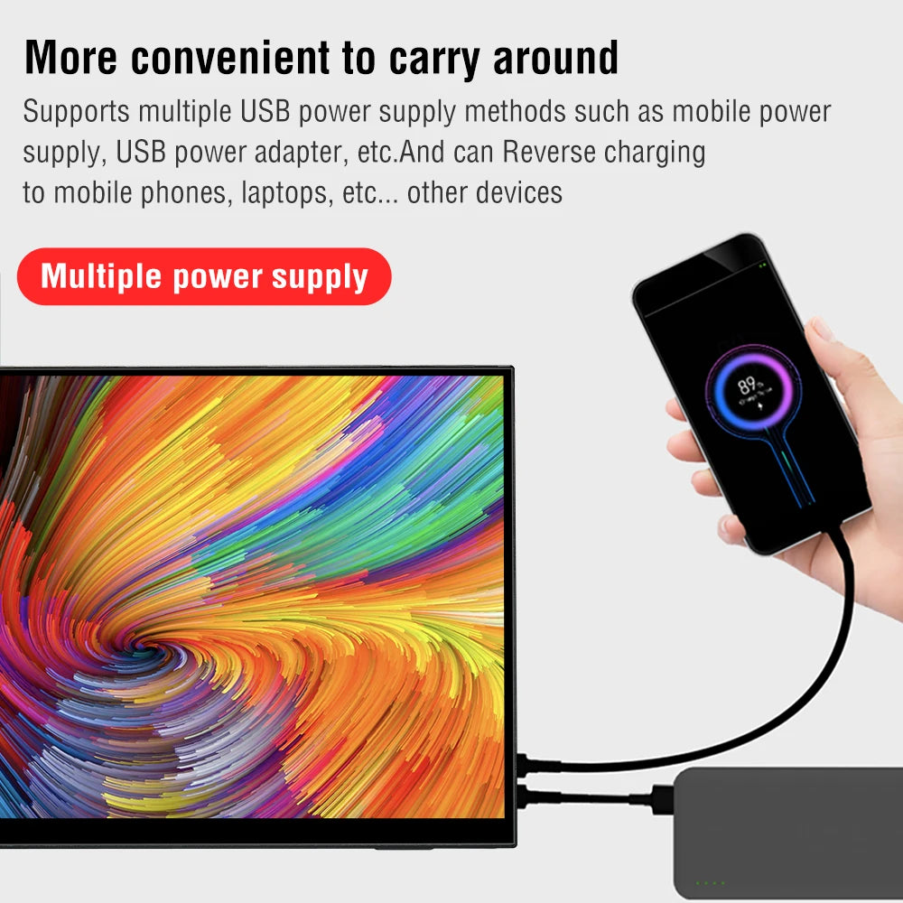 Anmite 18.5 inch Portable Touch Monitor 120Hz 100% sRGB With Screen Holder Stand For Laptop Phone Xbox PS4 PS5 Switch