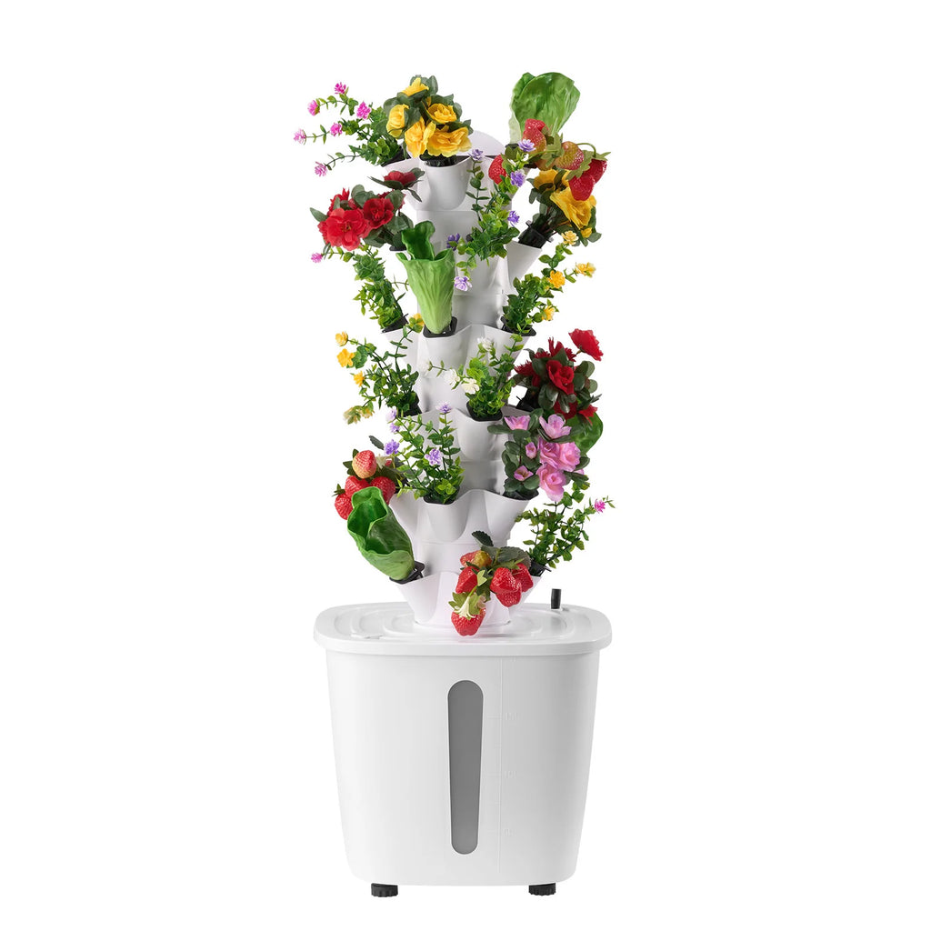 SucceBuy Hydroponic Growing System 30/50Pods Vertical 6/10 Tiers Hydroponic Tower Hydronic Garden with Water Pump