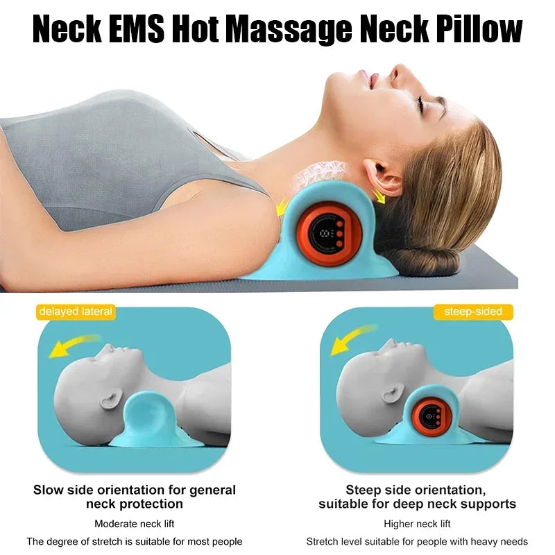 Electric Neck Massager with Heat Therapy - Blue Rechargeable Relief Massage Cushion Tidesmit