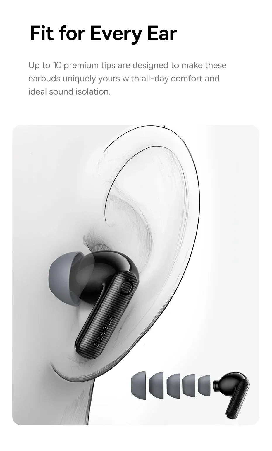 Baseus EP10 Pro ANC Earbuds Wireless Bluetooth 6.0 Earphones 50dB Realtime Adaptive Headphones 6 Mic Hi-Res LDAC IP55 Ear buds Tidesmit