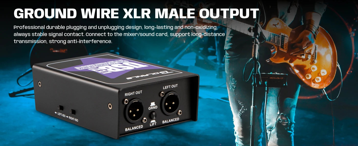 USB Stereo DI Box 24-192kHz Audio Interface with Ground Lift - USB PRO Tidesmit