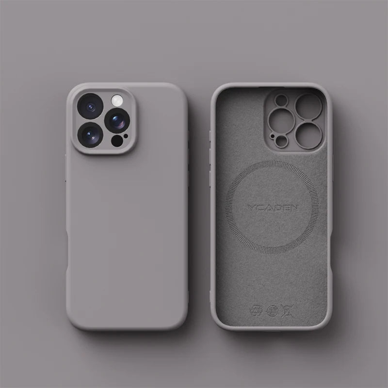 Magnetic iPhone 16 Case | Liquid Silicone Shock-Absorbing Cover Titanium Grey Tidesmit