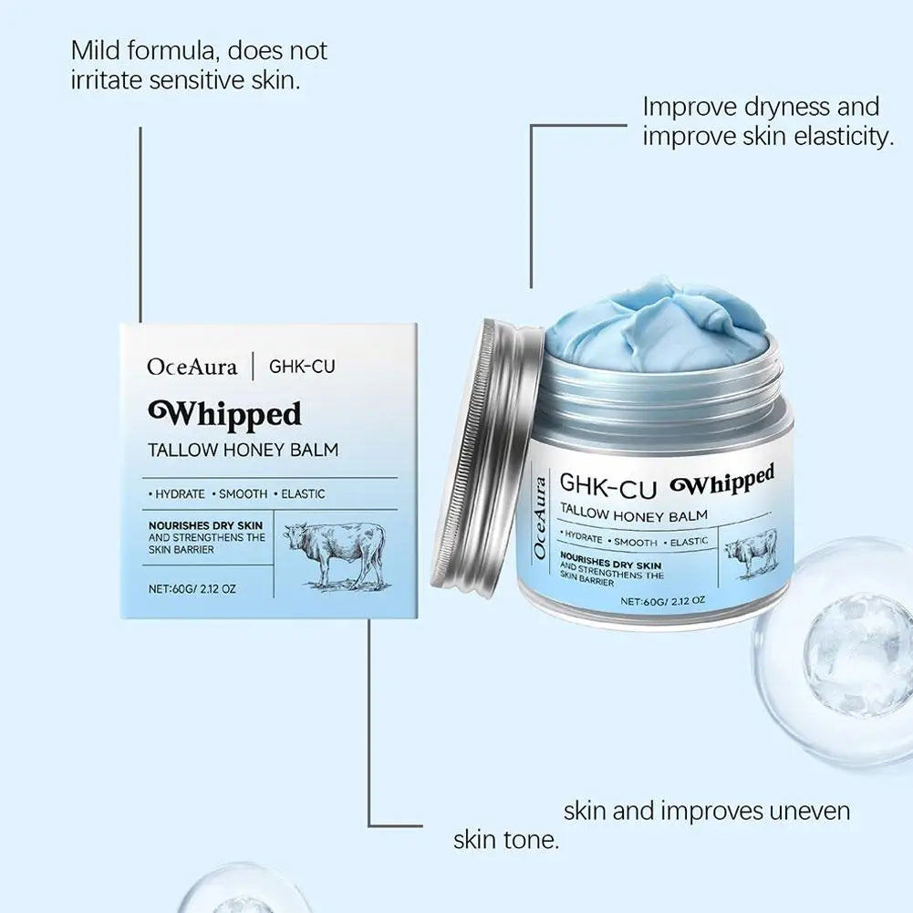 GHK-Cu Blue Tallow Honey Balm Cream, Deep Skin Repair & Barrier Protection, Perfect for Dry, Sensitive & Aging Skin Care