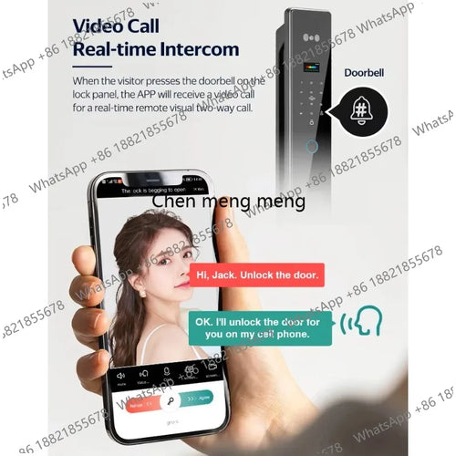 WiFi smart video door intercom lock panel with doorbell and smartphone call screen