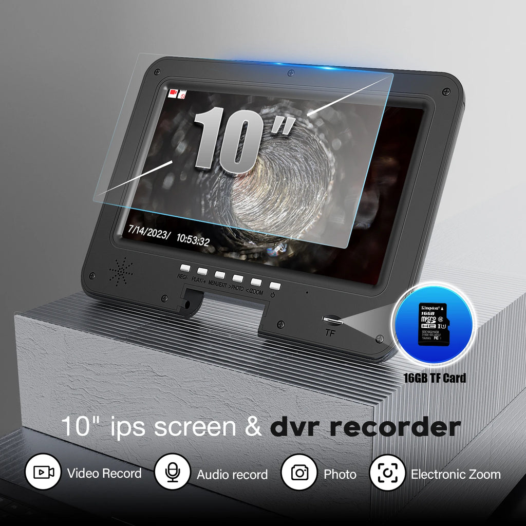 Sewer Camera Inspection 360 Degrees 10″inch IPS+Cable Diameter ø7mm+512HZ Transmitter Locator+Meter Counter+Keyboard