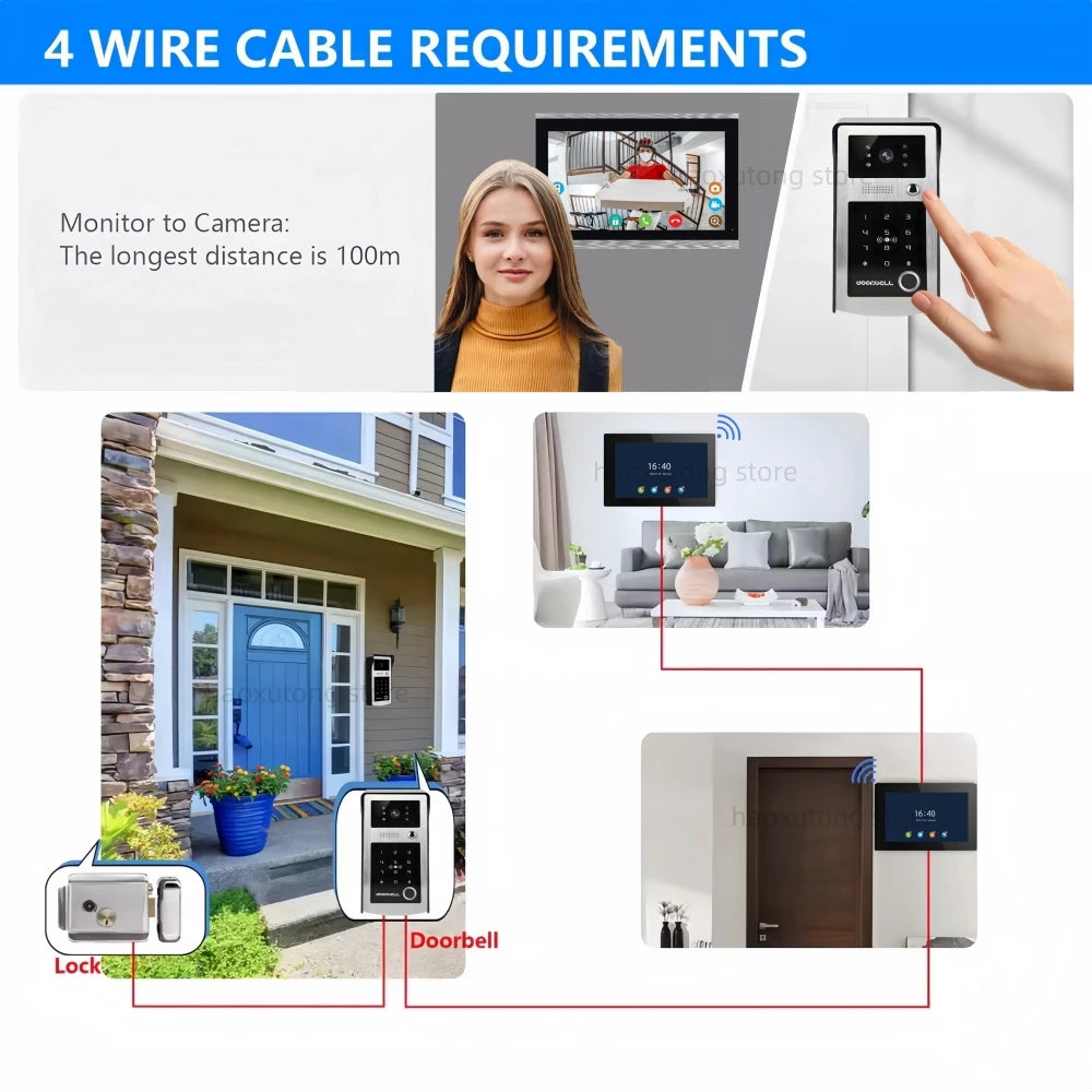 7/10 Inch Tuya Smart Wifi Video Apartment Intercom System 1080P Wireless Doorbell Camera Rfid Unlock Door Entry Intercom Doorman