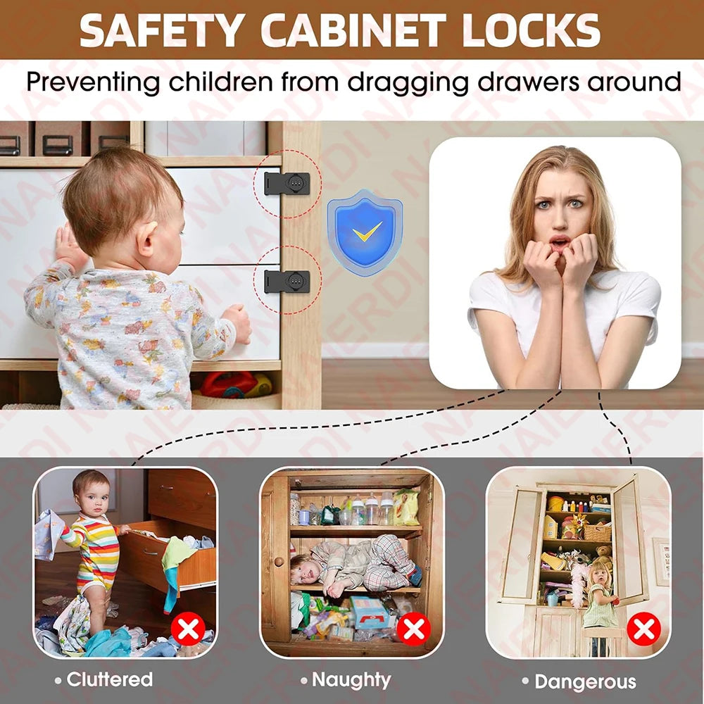 NAIERDI Household Cabinet Password Hasp Locks Zinc Alloy Security Combination Coded Drawer Door Lock for Refrigerator,Shed