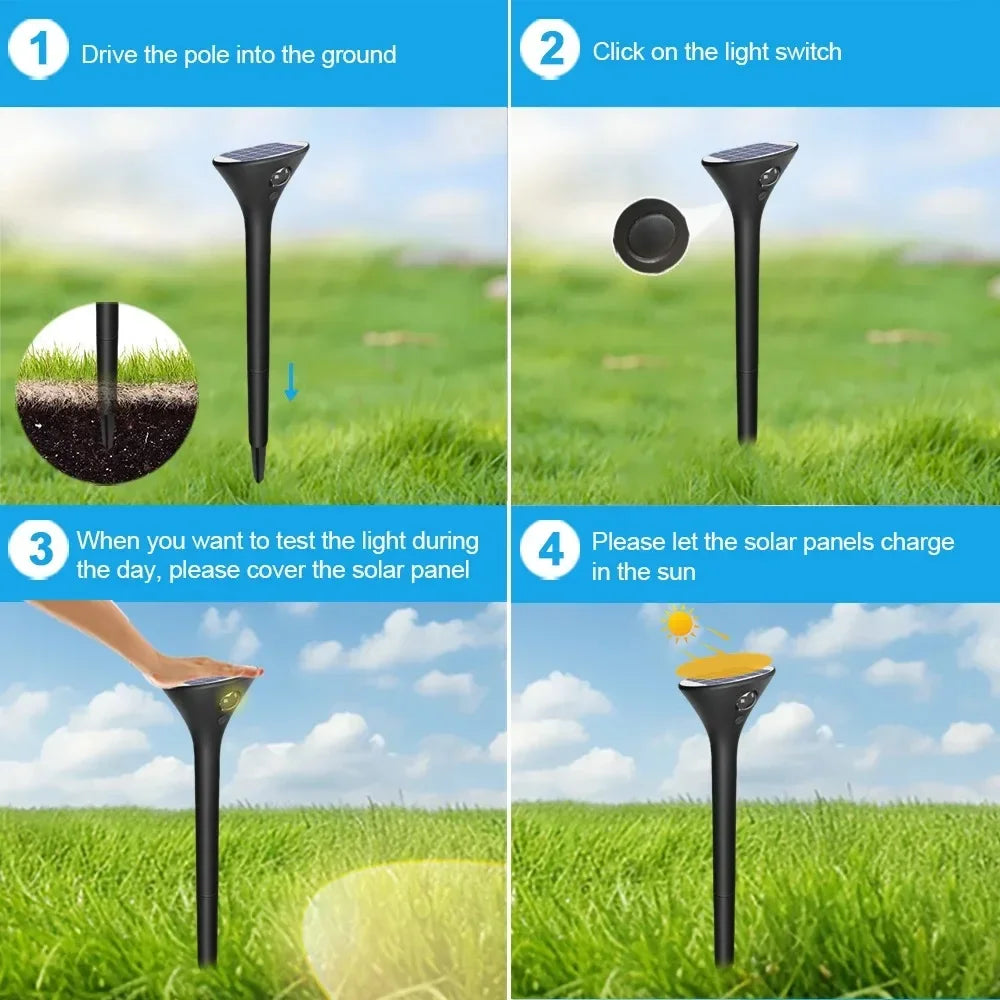 1-4pcs LED Solar Landscape Lights Outdoor IP65 Waterproof Solar Light Solar Garden Spotlight for Yard Lawn Walkway Courtyard