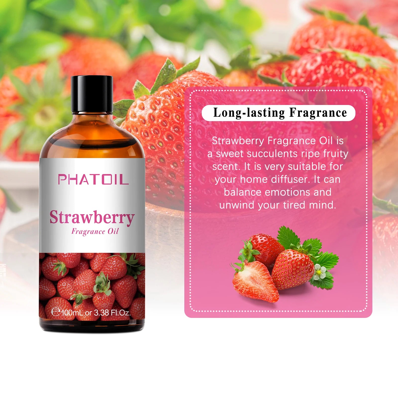 PHATOIL Fruit Fragrance Oils Coconut & Vanilla Lime Mango Strawberry Banana 100ml Aromatherapy Fragrance Oils For Diffuser