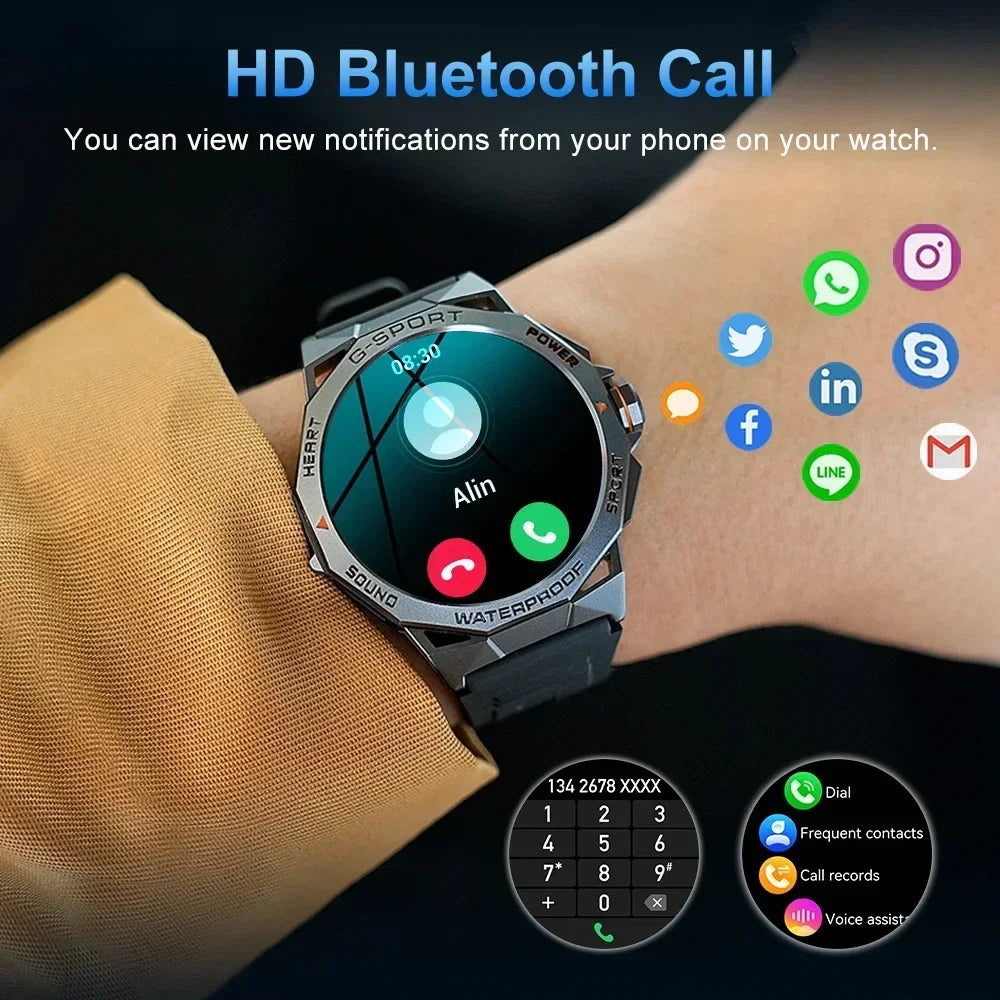 1.43inch AMOLED Screen Smartwatch Men Outdoor Sports Fitness 400mAh Large Battery Bluetooth Call Music Heart Rate Smart Bracelet
