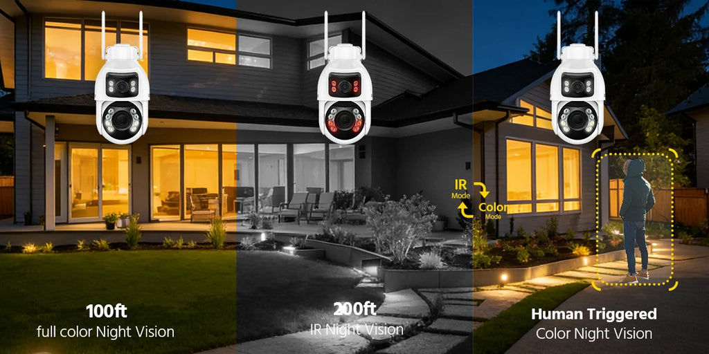 ANNKE WCD1012 10MP Dual-Lens PTZ Security Camera 12X Zoom Wifi Camera AI Human Tracking 1/2/4 PCS 2.4G Wireless Camera Outdoor