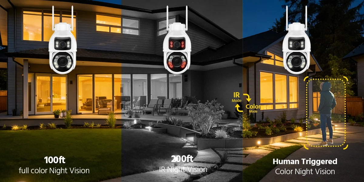 ANNKE WCD1012 10MP Dual-Lens PTZ Security Camera 12X Zoom Wifi Camera AI Human Tracking 1/2/4 PCS 2.4G Wireless Camera Outdoor