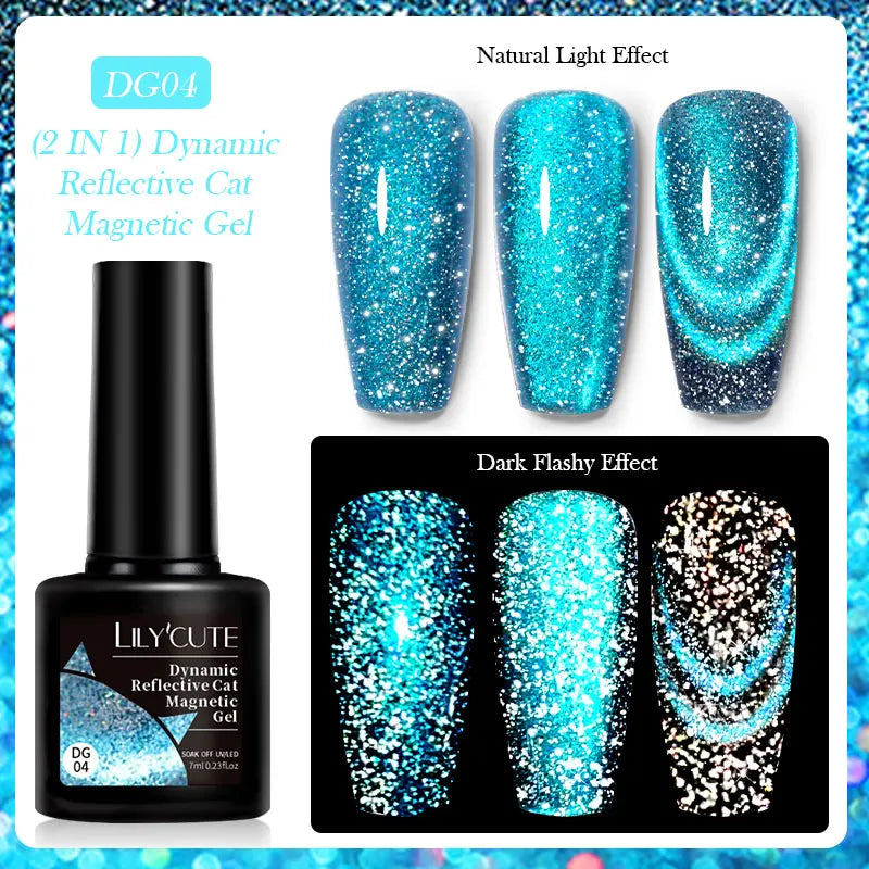 Magnetic Cat Eye Gel Nail Polish – Reflective UV Soak Off Kit Permanent Makeup Machines LC-DG04 Tidesmit