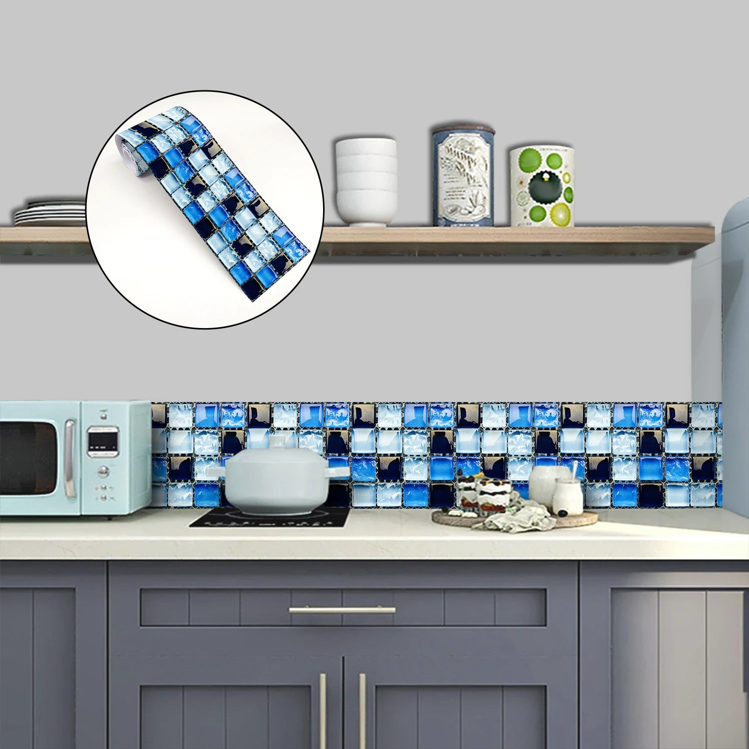 26 Styles 2D Mosaic Tiles Wall Sticker Waist Line Skirting Strip Peel & Stick Bathroom Kitchen Backsplash Home Decor Wall Decals