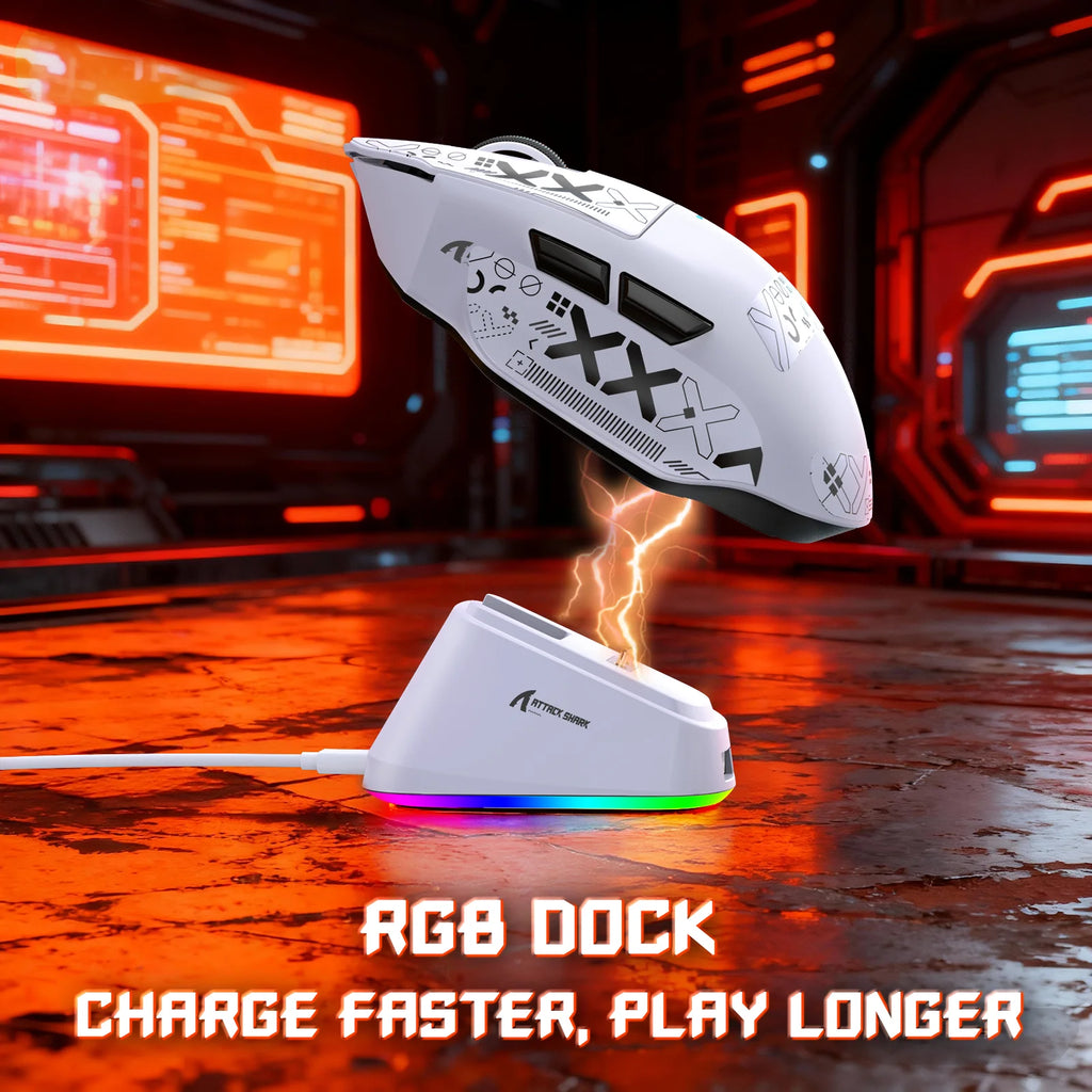 ATTACK SHARK V6 65g Wireless Gaming Mouse RGB Magnetic Charging Dock Wireless/Wired Mouse 1K Polling PAW3311 Office Gamer Mice