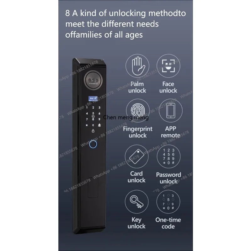 Smart lock with Camera 3D Facial Recognition Electronic Door Lock with Visual Doorbell for Video Surveillance