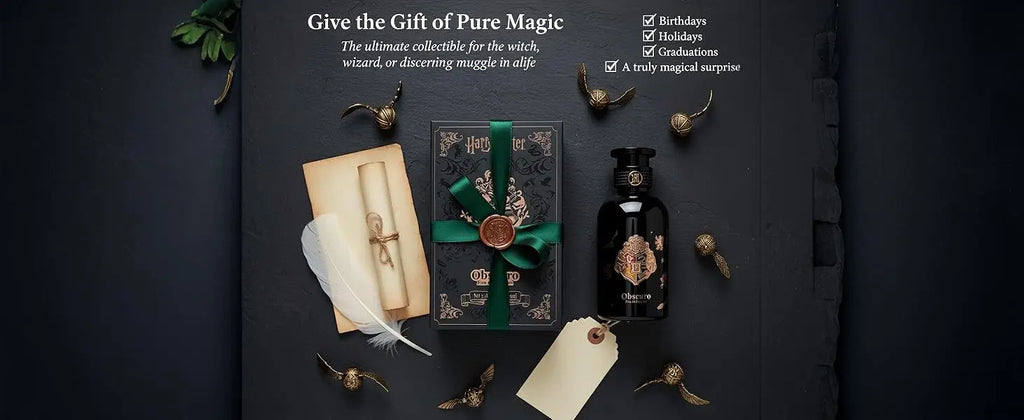 MINISO x Harry Potter unisex woody floral 50ml EDP spray in a black glass bottle—a perfect long-lasting magical gift.
