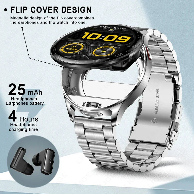 New TWS 2 in 1 Smart Watch with Headphones Sports Clock Bluetooth Call Music Watches Men Health Monitor Women Smartwatch Earbuds