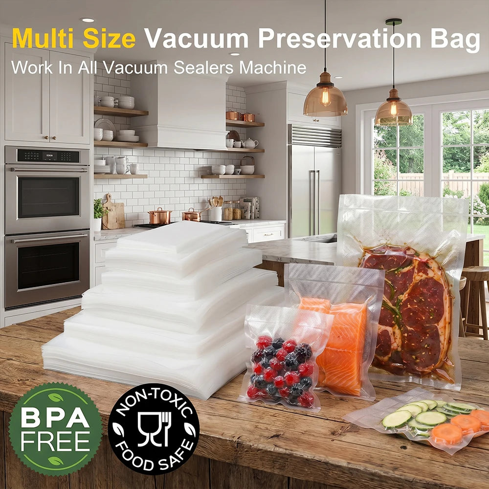 Vacuum Sealed Food Storage Bag Sealer, for Vacuum Preservation Machine, Food Packaging, Freshness Preservation for Kitchen