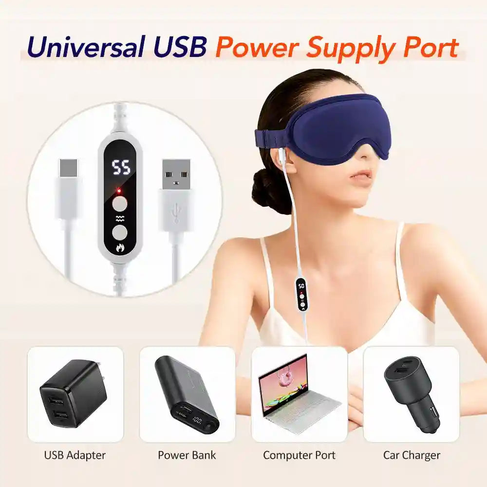 Electric Steam Eye Mask with 3D Vibration Massage - Blue Eye Massage Instrument Tidesmit