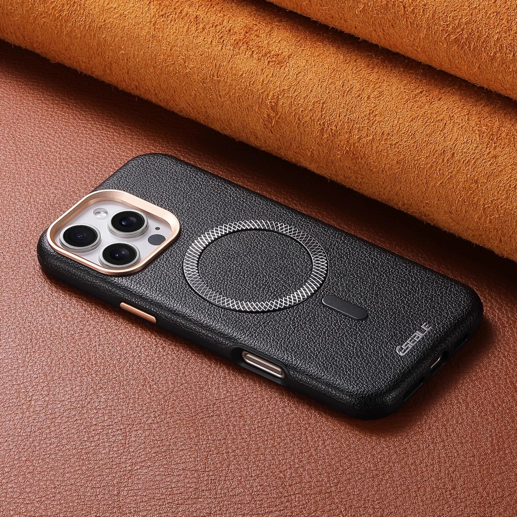 Magnetic Leather iPhone Case | Shock-Absorbing & Wireless Charging Compatible Tidesmit