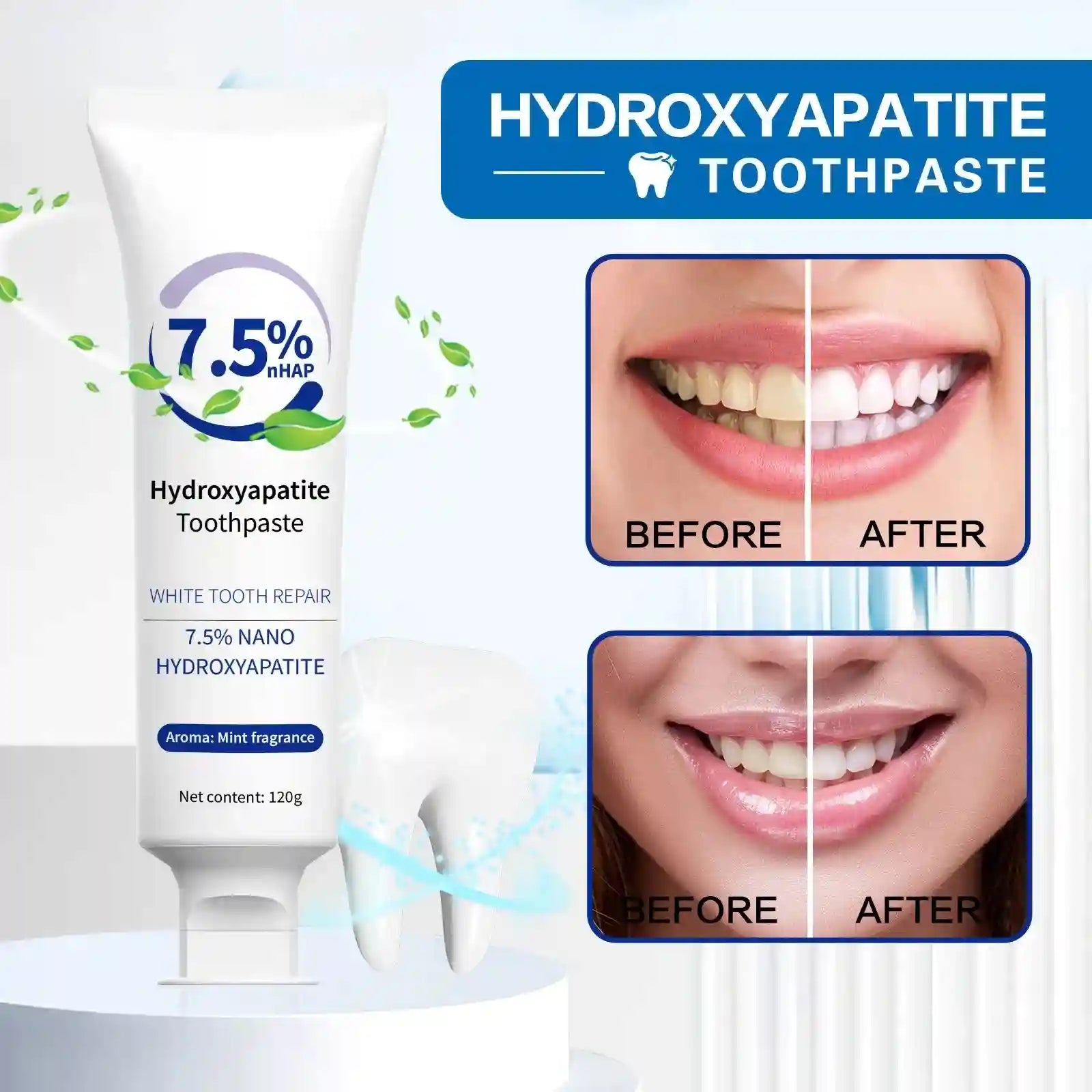Tidesmit Hydroxyapatite toothpaste and whitening pen set for gentle stain removal and oral enamel repair