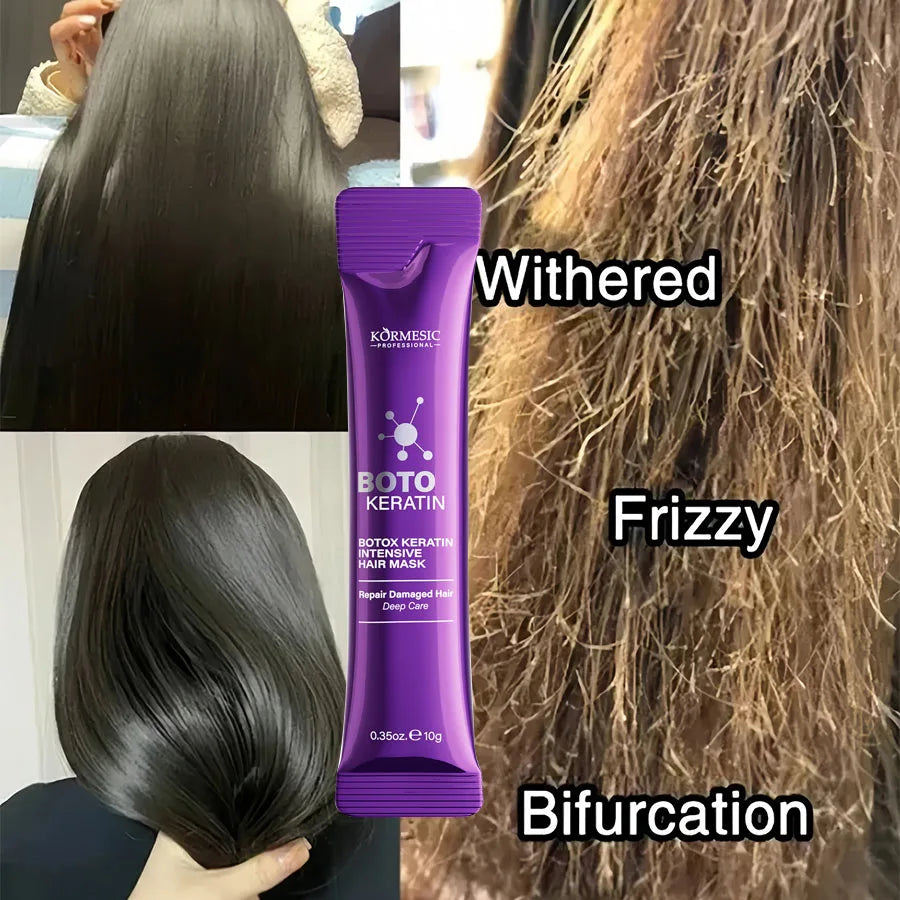 Tidesmit Keratin Hair Mask for 5-second deep repair of damaged, frizzy, dry hair for smooth, shiny, healthy results.
