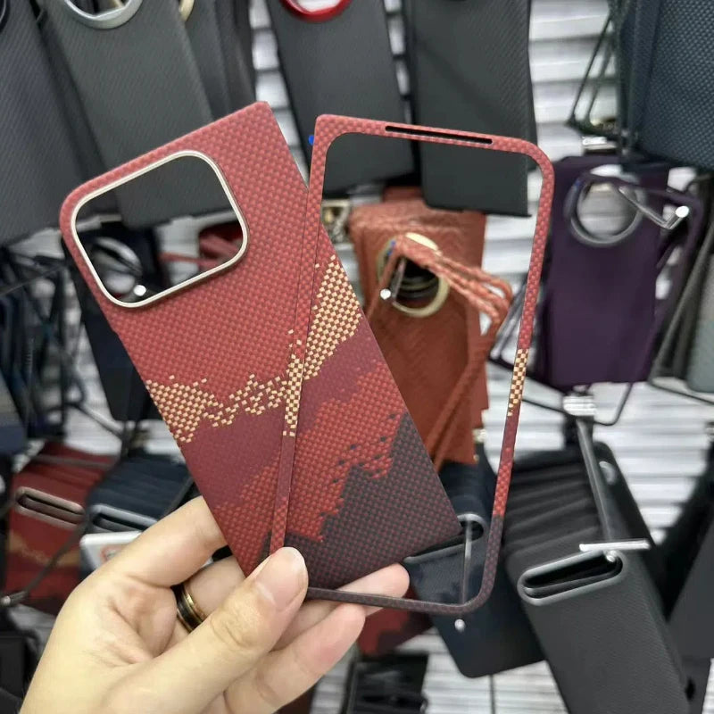 Google Pixel 10 Pro Fold Carbon Fiber Case | Slim Shock-Absorbing Cover Sunset red Google Pixel 10 Pro Fold Tidesmit