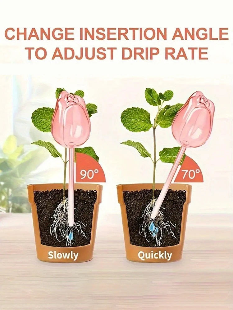 Automatic Plant Watering Tulip Dripper Set 1 3 6 12 Pcs Lightweight Houseplant Drip Irrigation Device for Indoor Outdoor Flower Pot Garden