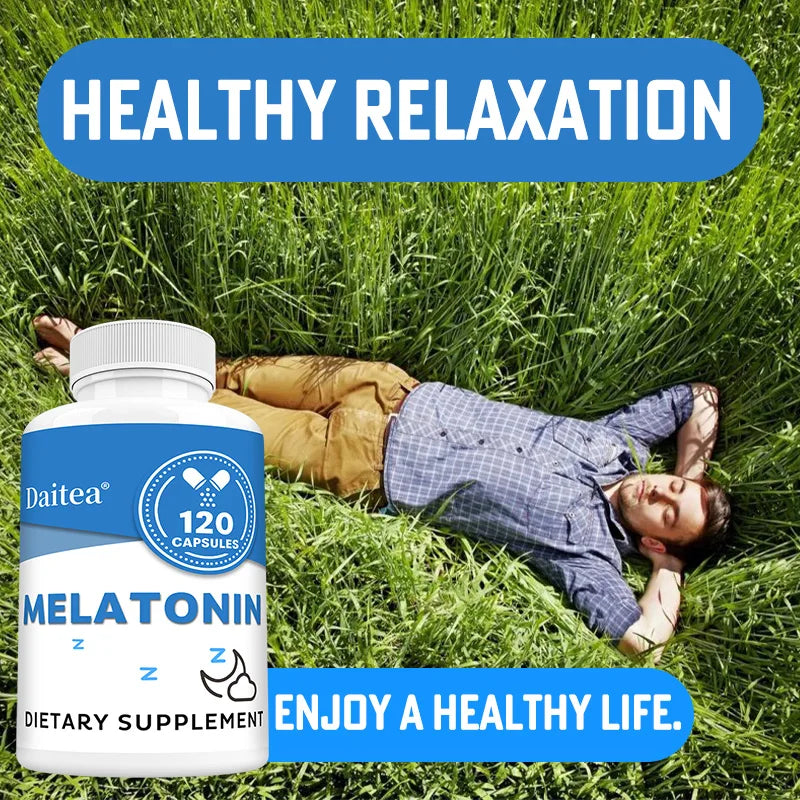 Melatonin Supplement Capsules 5 Mg - Natural Sleep Support, Relaxation and Calmness, Promotes Sleep Quality