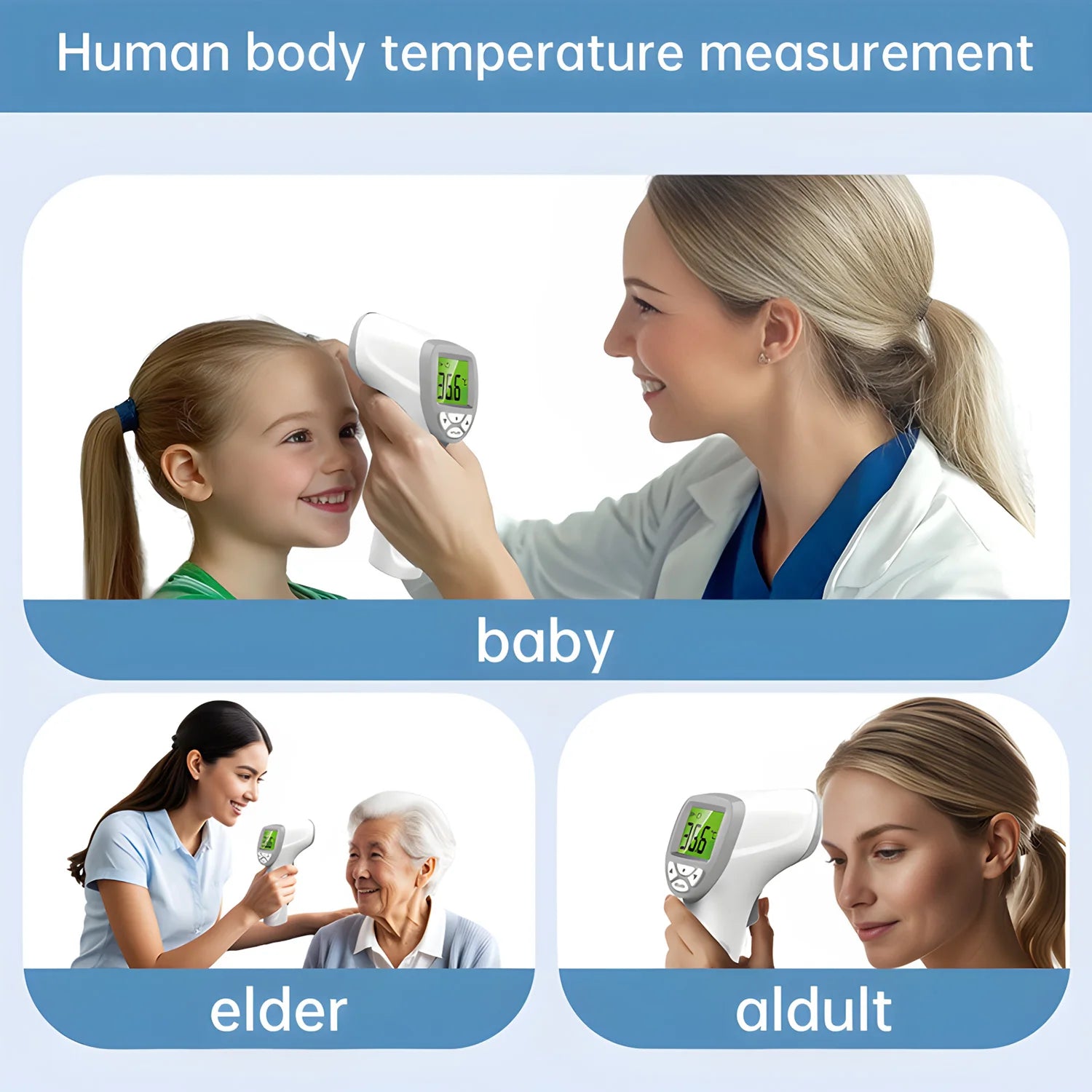 amzwn Baby Digital Infrared Forehead Thermometer Fever Contactless Clinical Electronic Medical Temperature Meter Adult