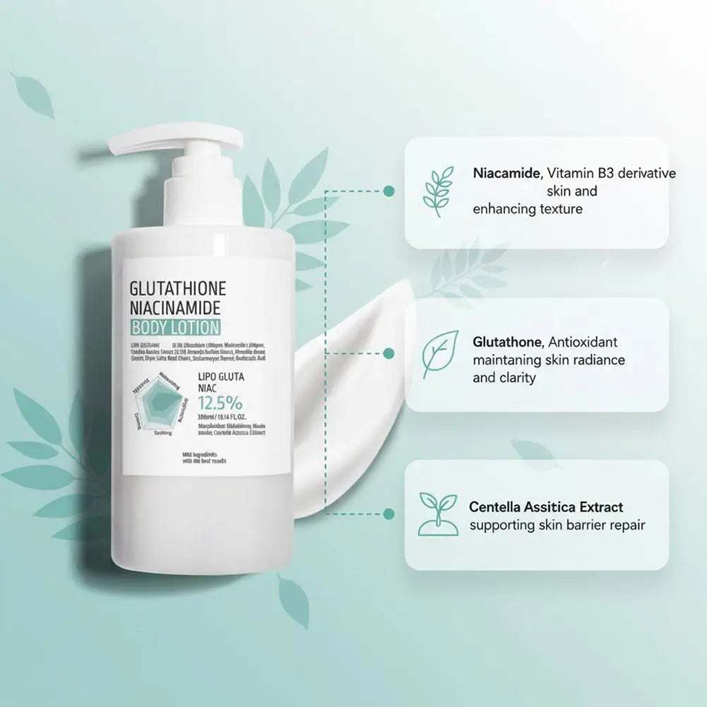 300ml Glutathione Niacinamide Body Lotion, Centella Asiatica Soothing Repair Moisturizer Brighten Skin Tone Hydrating Body Cream
