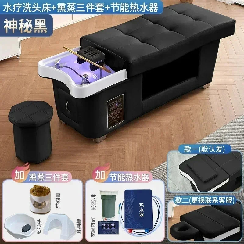 Japanese Shampoo Chair Head Spa Water Circulation System - Tidesmit Massage Chairs black Tidesmit