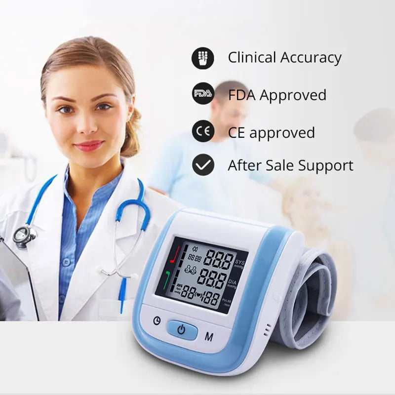 JianYouCare Medical Digital LCD Wrist Automatic Blood Pressure Monitor sphygmomanometer PR Heart Beat Rate Pulse Mete Tonometer