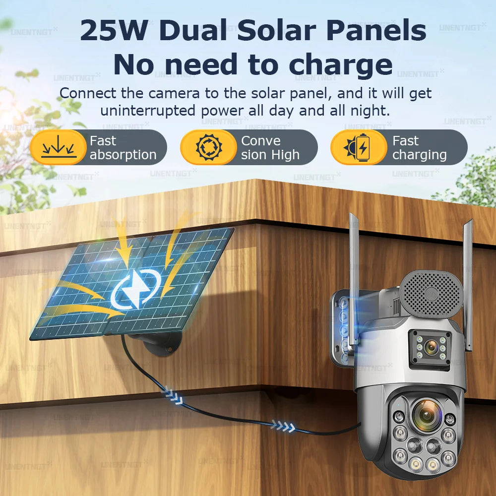 AOV 24/7 Recording Solar Cameras 60X Optical Zoom Dual Lens Surveillance 4G/eSIM Outdoor AI Human Tracking Security PTZ Camera