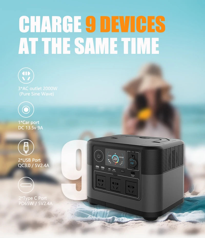 2026 new 220V 110V 1200W portable power station with solar panels, 1000Wh foldable,
