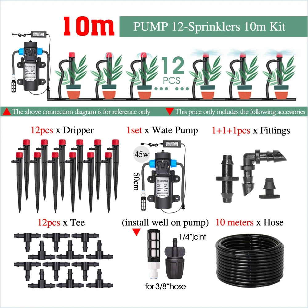 50-5M Automatic Garden Irrigation System Adjustable 13cm Sprinkler Smart Timer Greenhouse Yard Watering Kit Strong Flux