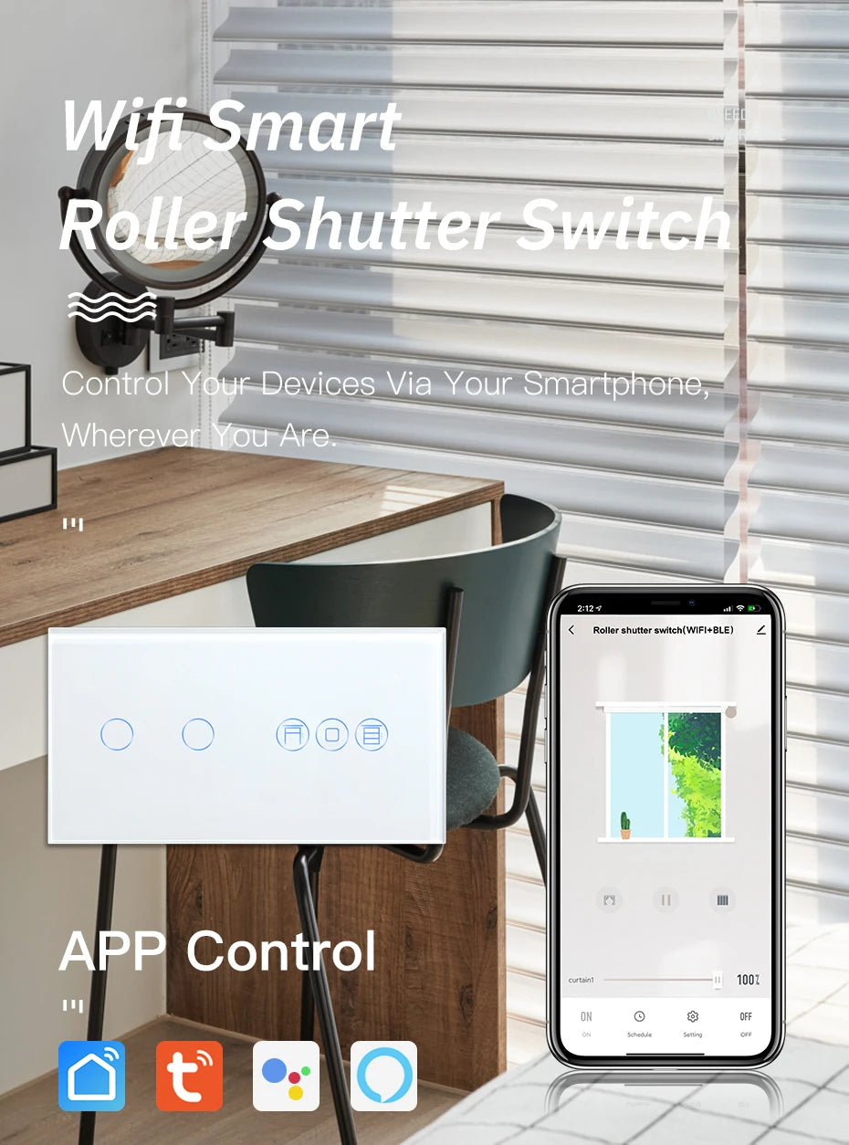 Tidesmit Smart WiFi Shutter Switch - App Controlled Roller Blind Timer Tidesmit