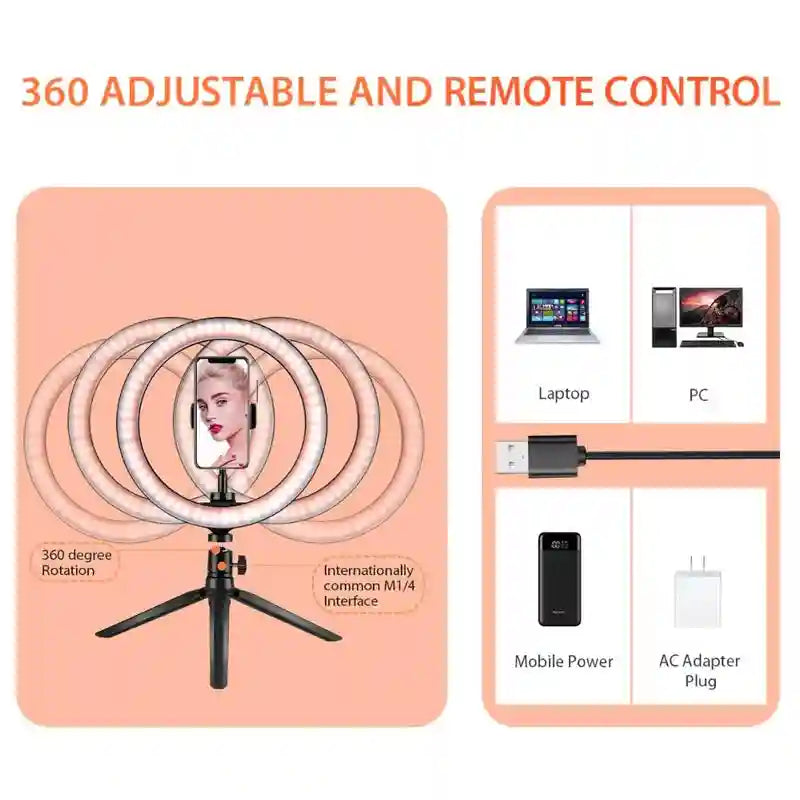 LED Ring Light with Tripod - Dimmable 33cm Content Creation Lamp Tidesmit