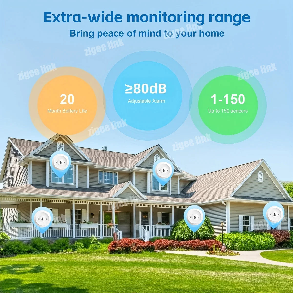 Smart Water Leak Sensor ZigBee 3.0 WiFi Flood Alarm for Home Automation Tidesmit