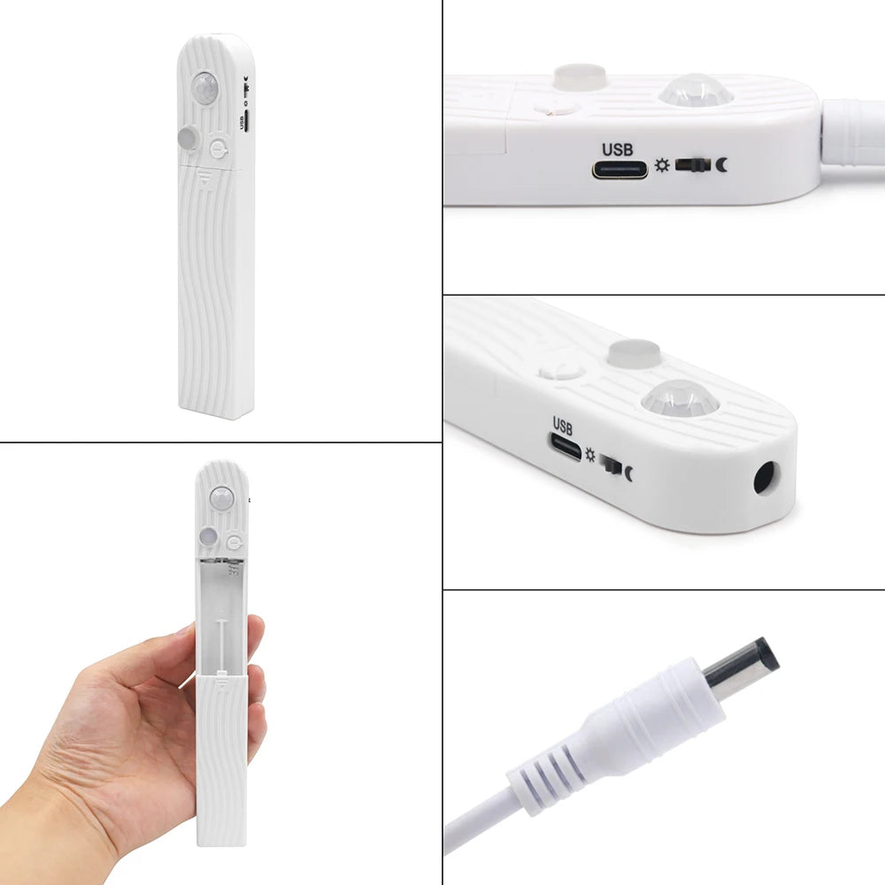 5V Motion Sensor LED COB Light Strip Human Induction USB/Battery Powered Flexible Lamp Under Cabinet Stairs Wardrobe Nightlights