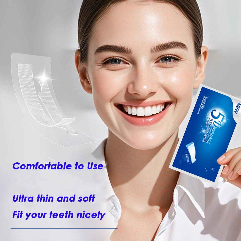 Tidesmit 5D gel teeth whitening strips for professional dental stain removal and oral hygiene care