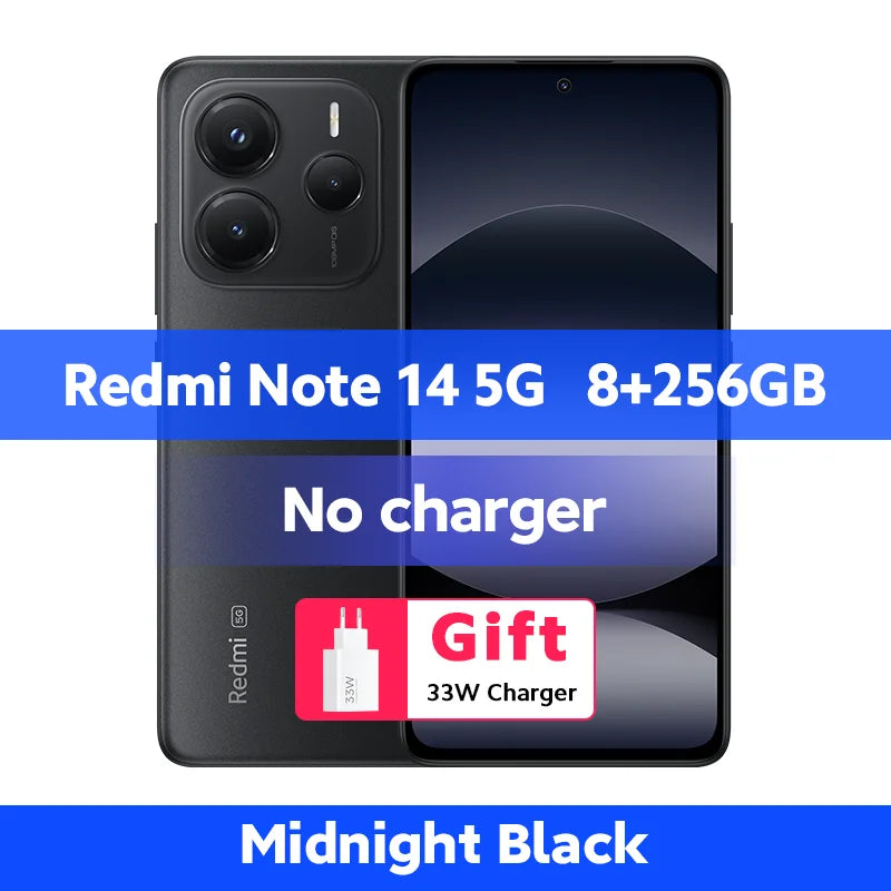 Xiaomi Redmi Note 14 5G Smartphone Global Version NFC 108MP 128GB/256GB ROM Camera MTK Dimensity 7025-Ultra 45W Turbo Charging