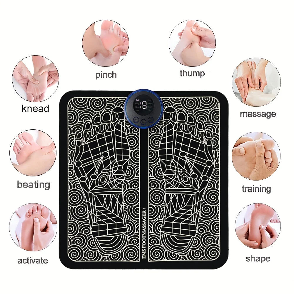 Electric Foot Massage Mat | 8 Modes & 19 Levels | Black Tidesmit Body Shaping Massage Equipment Tidesmit